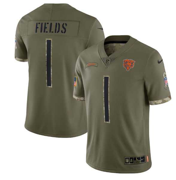 Men's Chicago Bears #1 Justin Fields 2022 Olive Salute To Service Limited Stitched Jersey,We sell and wholesale Men's Chicago Bears #1 Justin Fields 2022 Olive Salute To Service Limited Stitched Jersey on line form chian!